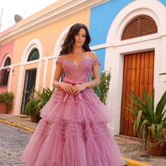 NEW OFF SHOULDER BALL GOWN DRESS EMBROIDERED WITH LACE & RHINESTONES NX E1293 NEW OFF SHOULDER BALL GOWN DRESS EMBROIDERED WITH LACE & RHINESTONES NX E1293